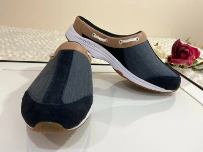 EASY SPIRIT Women Clogs Sz 9.5W Navy Blue & White Fabric Cushion Insulated - Изображение 1 из 4