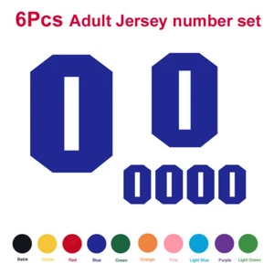 6pcs set Adult Jersey Number Vinyl Heat Transfer Iron-On Sports T-Shirt Football - Picture 1 of 15
