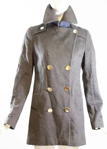 VIKTOR & ROLF Gray Double Breasted Silver Button 100% Cashmere Pea Coat Italy 40 - Picture 1 of 12