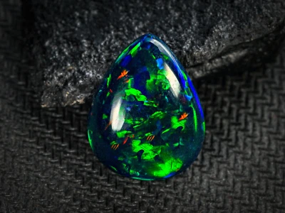 8.75Cts Natural Ethiopian Fire Black Opal Pear Cabochon Loose Gemstone 14x18x7MM - Image 1 of 3