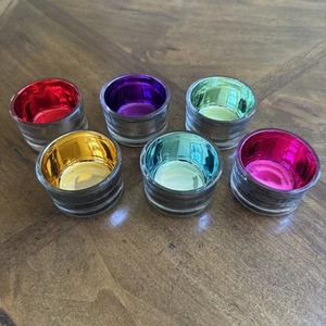 Lotto 6 portacandele colorato multicolore portacandele tea light arcobaleno vetro lampeggiante - Foto 1 di 9