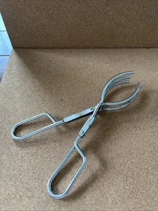 Vintage Androck Curved Fork Tongs Silver Tone Serving Meat Cooking Utensil 8" - Picture 1 of 3