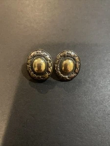 Ann King 18K Gold & Sterling Silver 925 Oval Heart Omega Back Earrings - Picture 1 of 8