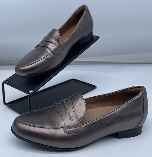 CLARKS Mocassini donna Clark’s Unstructured Un Blush Go Penny pelle metallizzata ottime condizioni 5 D