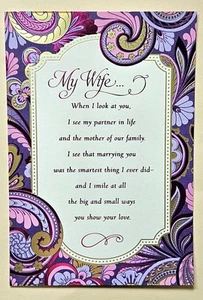For My Wife On Mother's Day/ Greeting Card Large Format (incl. Envelope 8x5,5") - Picture 1 of 5