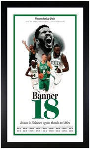 2024 NBA Finals Champs Boston Celtics Matted Framed "Banner 18" Newspaper Print - Picture 1 of 1