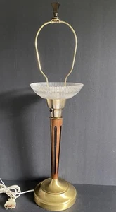 Vtg 50’s-60’s MCM Hollywood Regency Berger Wood Brass w/Holophane Shade. - Picture 1 of 10