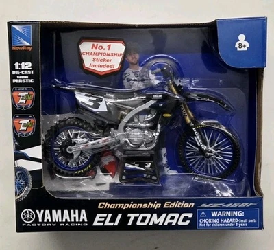 NEW 1:12 YAMAHA ELI TOMAC #3  DIE CAST PLASTIC MODEL MOTOCROSS MX KIDS DIRT BIKE - Image 1 of 2