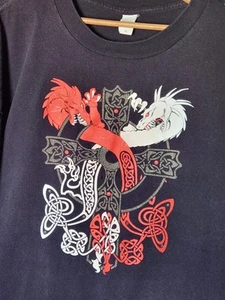 Camiseta negra vintage de punto único con cruz de dragón celta para hombre talla 4XL, 4X - Imagen 1 de 11