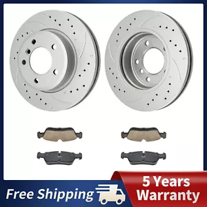 Front Drilled Slotted Rotors + Ceramic Brake Pads for BMW 320i 323Ci 323i 325Ci - Foto 1 di 14