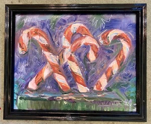 Candy Canes, Oil Painting, Framed - Picture 1 of 24