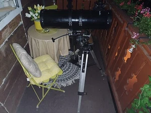 Omegon Teleskop N 150/750 EQ-3, Schwarz, gebraucht, ungefähr 155cm × 65cm - Bild 1 von 5
