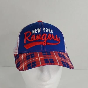 NHL Youth Kid Red Blue Plaid Baseball Hat Cap Snapback NY Rangers New York  - Picture 1 of 9