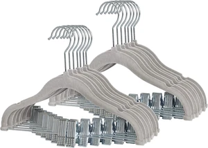 Non-Slip Clothes Hangers for Baby and Kids 20-Pack Velvet Hangers with Movable C - Picture 1 of 12
