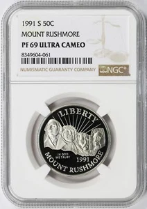 1991-S 50c Mount Rushmore Commemorative Half Dollar NGC PF69UCAM - Picture 1 of 4