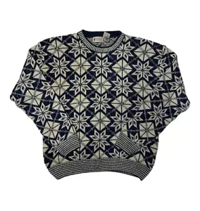 Vintage Northwest Territory Wool Blend Sweater Mens XL Blue Fair Isle Pullover - Picture 1 of 3