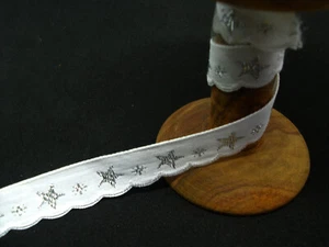 Cinta tejida borde Navidad estrella brillante blanco Lurex 17 mm - Imagen 1 de 2