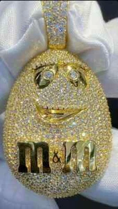 5Ct Round Cut Lab Created Diamond Men's Hip Hop Pendant 14K Yellow Gold Finish - Picture 1 of 3