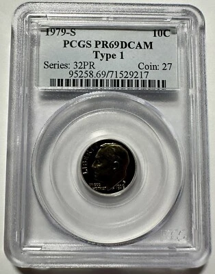 1979-S Roosevelt 10 Cents Type 1 PR69 Deep Cameo PCGS Certified ￼ - Image 1 of 2