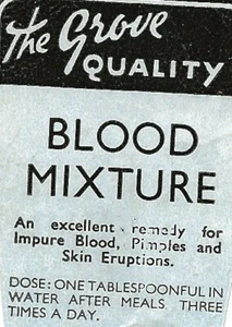 Vintage Blutmischung Flasche Etikett - Grove Pharmacy UK - Hautmittel - 1940er - Bild 1 von 4