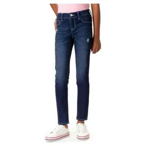 Jordache Super Skinny Jeans Girl 14 Blue Denim Cotton Stretch Zip Fly Distressed - Picture 1 of 5