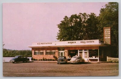 Packanack Lake New Jersey, US Post Office Barber Shop SCARCE, Vintage Postcard - Image 1 of 2