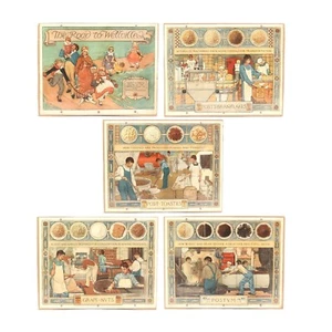 Juego completo vintage de 5 carteles de exhibición de tienda de cereales Carolyn Haywood 1927 - Imagen 1 de 12