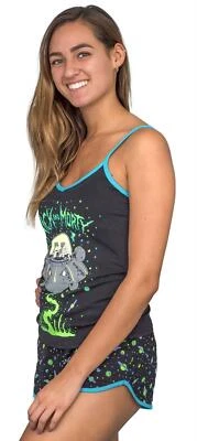 Conjunto de pijama corto y top negro Rick and Morty Spaceship para mujer adulta  Foto 1 de 3