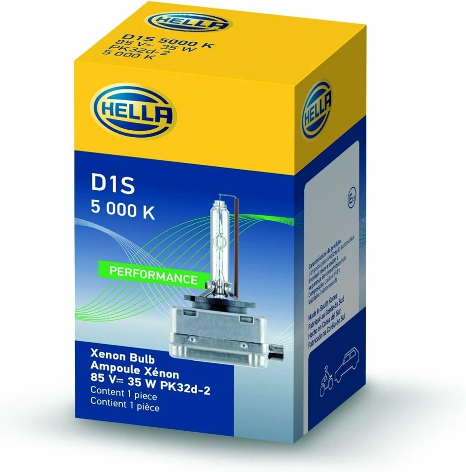 HELLA D1S 5000 K Xenon Performance Bulb, (85V, 35W) 1 Pack - Image 1 of 1