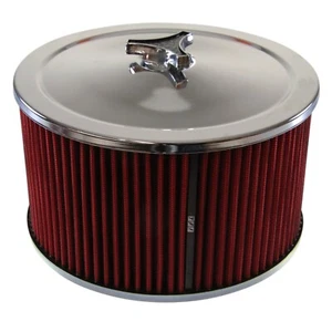 Chrome Air Cleaner 9" Wide x 5" Tall Suit 2-5/16" Stromberg Carb Red Element - Picture 1 of 3