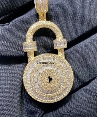 D/VVS Baguette Moissanite "BLOQUEO" Regalo de Halloween 4 HOMBRES Dije Colgante REGALO GRATIS Foto 1 de 4