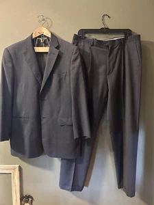 Ermenegildo Zegna Wool Silk 2 Piece Suit 40R Dark Gray Striped Pants 35x30 - Picture 1 of 21