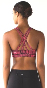 Lululemon Energy Bra Downpour Electric Coral Black Pink Workout Yoga Run Cups 8 - Picture 1 of 4