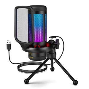 TONOR Gaming Mic, PS4/5 Desktop Mic TC310 with Adjustable RGB Modes & Brightness - Picture 1 of 17