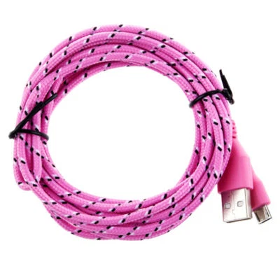 Carregador trançado 10 pés 3M micro USB cabo de sincronização de dados PARA ANDROID WINDOWS BLACKBERRY - Imagem 1 de 4