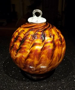 Gigante Arte Vidrio Navidad Adorno Pieza Central Soplado a Mano Remolino 12" ÚNICO con Base - Imagen 1 de 10