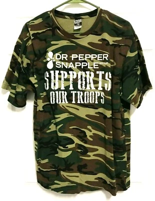 DR PEPPER SNAPPLE "Supports Our Troops" Men Military Camo T-Shirt M Code V NEW - Image 1 of 4