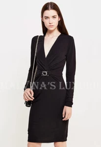 JUST CAVALLI BY ROBERTO CAVALLI DRESS V NECK  LONG SLEEVE SNAKE $725 IT 40 US 4 - Picture 1 of 24
