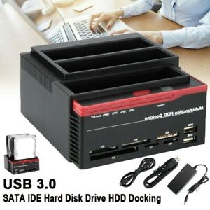 External Triple SATA IDE HDD Docking Station 2.5''/3.5''Hard Drive Card Reader