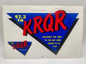 Vintage 1989 KRQR 97.3 FM SF Bay Area "Welcomes The Who" Radio Sticker Decal Set - Picture 1 of 3