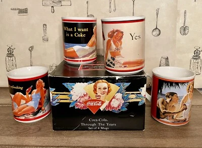 Juego de 4 tazas Coca-Cola a través de los años en caja original - 1943 1946 1950 1952 Foto 1 de 4