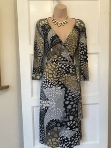 Fenn Wright Manson 8 Jersey Dress Straight Fitted Faux Wrap for all occasions VG - Picture 1 of 12