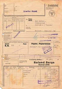 Lettera di vettura 1944 Freiberg Sassonia a Neukirch Lausitz Reichsbahn carta merci - Foto 1 di 2