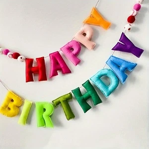 Happy Birthday Banner One 2.5 Meter Colorful String 3d Includes 13 Letters - Picture 1 of 5