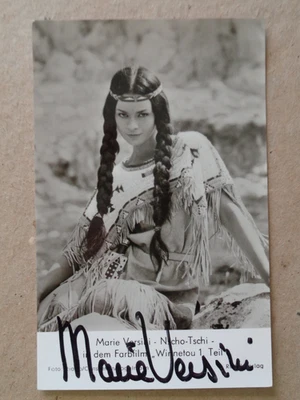 Winnetou Karl May Rüdel Postkarte Marie Versini original Autogramm Winnetou 1 - Bild 1 von 2