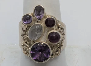 Sajen Sterlingsilber 925 Multi Edelstein offen verstellbar Ringgröße 9,5 - Bild 1 von 7