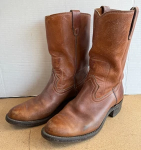 VTG Mens Sz 11 D UNBRANDED Made in USA Leather Brown Boots Cowboy Western 70's - Picture 1 of 12