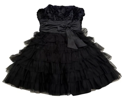 Маскарад черный без бретелек с оборками многослойное платье размер 9/10 полиэстер и атлас - Изображение 1 из 4