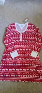 Lazy One S/M Women’s Nordic Fairisle Moose Elk Womens PJ Nightshirt, NWT - Picture 1 of 5
