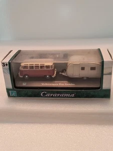 Hongwell Cararama VW Bus Samba and Camper Trailer. Mini Scale - Picture 1 of 3
